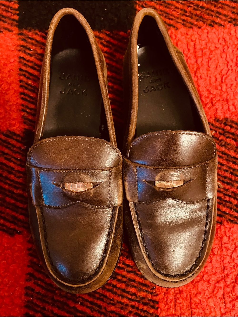 Brown Leather kids Penny Loafers